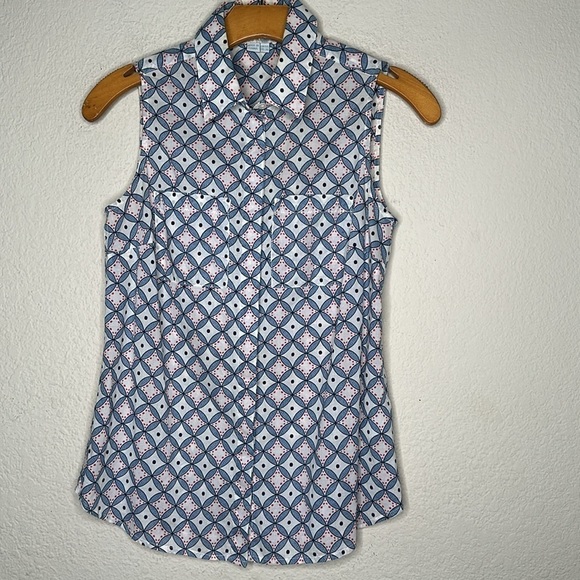 NWOT Boden Sleeveless Hidden Button Down Top Size 2  Cotton Pockets Crisp Collar - Picture 12 of 12
